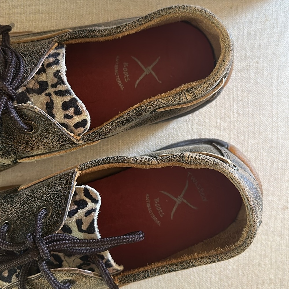 Twisted X Boots Leather Animal Print Loafers Flats Brown Size 6.5-7 - Picture 6 of 10